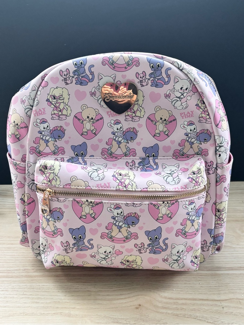 Sugarbones Pink Play Time Pastel Cartoon Mini Backpack NWOT